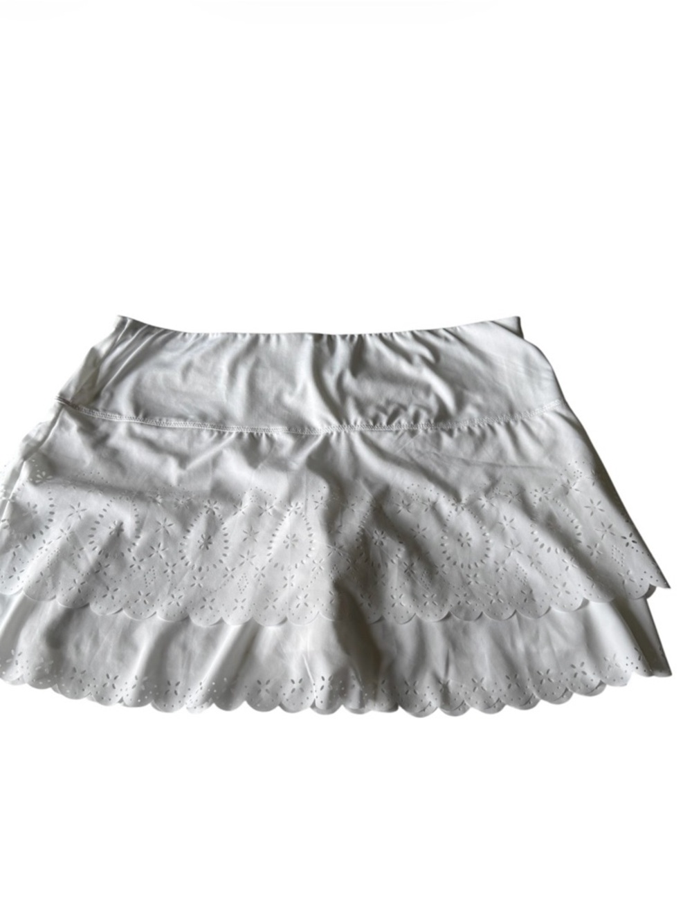 Lucky in Love White Eyelet Ruffle Tennis Skirt Large